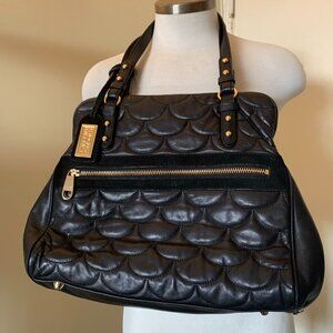 BADGLEY and MISCHKA QUILTED BLACK LEATHER SHOULDER PURSE BAG